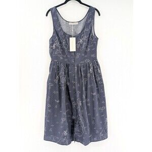Sugarhill Boutique Beatrice Map Print Navy Button Up Sleeveless Sundress Size 8